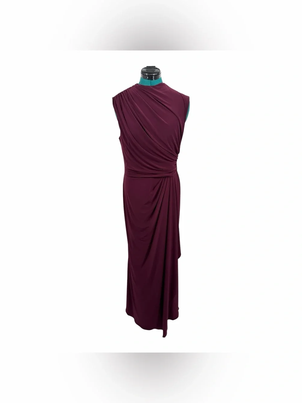 Betsy Adam Burgundy Ruched Sleeveless Gown Formal Evening Dress USA Size 12